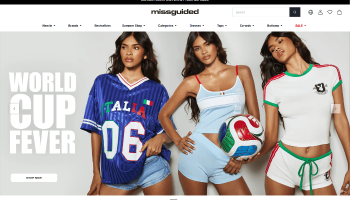 Missguided World Cup Fever homepage hero